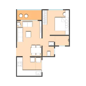 1 BHK Floor Plan